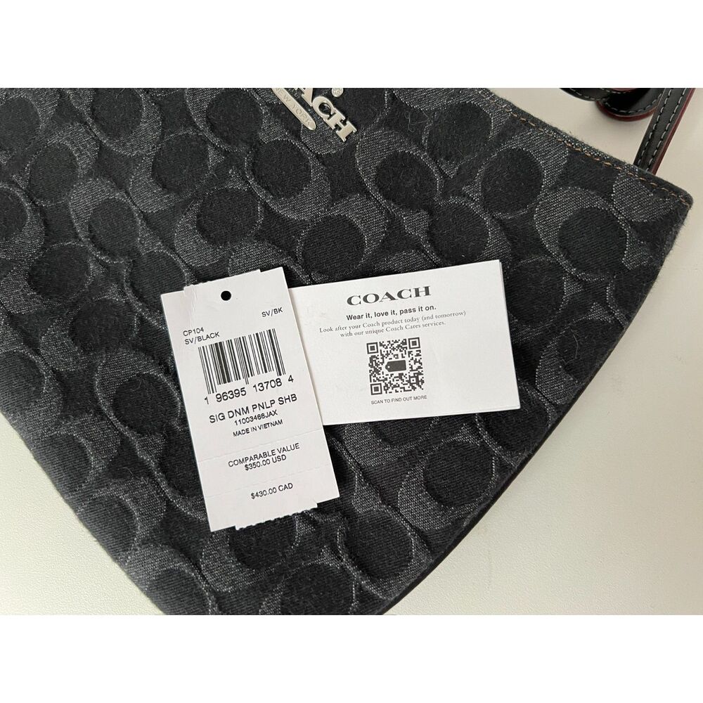 NWT Coach Penelope Shoulder Bag in Black Signature Denim - Picture 9 of 12